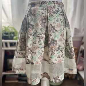 Pink and Green Knee-Length Skater Skirt